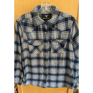 Wilfull Wear Womens Shirt Size large Plaid Snap Up Collar Long Sleeve Country‎